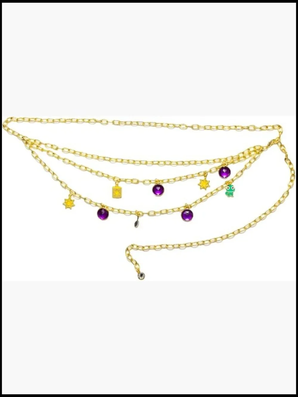 Disney Tangled Chain Belt with Enamel Charms and Rhinestones, Adjustable Up to